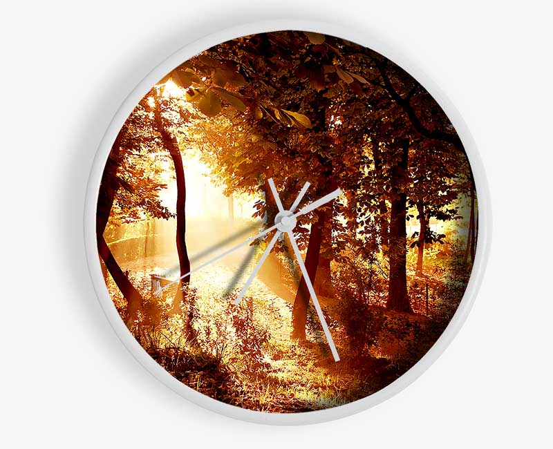 Ochre Forest Clock - Wallart-Direct UK