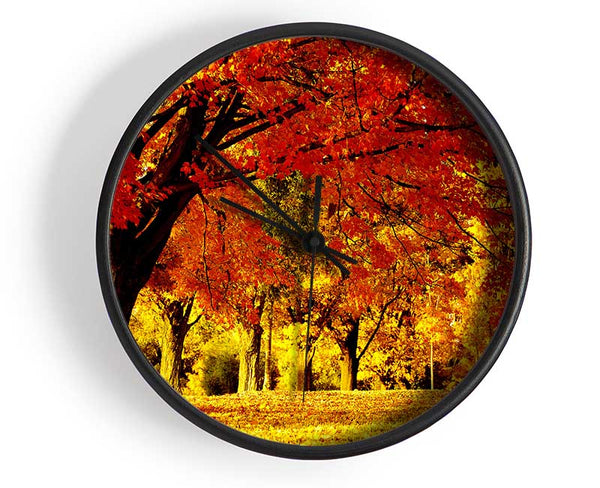 Golden Woodland Walk Clock - Wallart-Direct UK