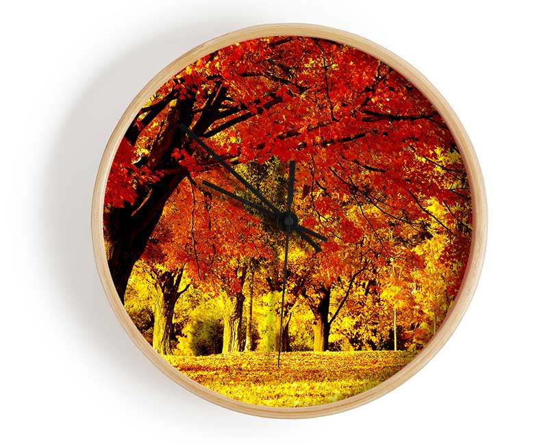 Golden Woodland Walk Clock - Wallart-Direct UK