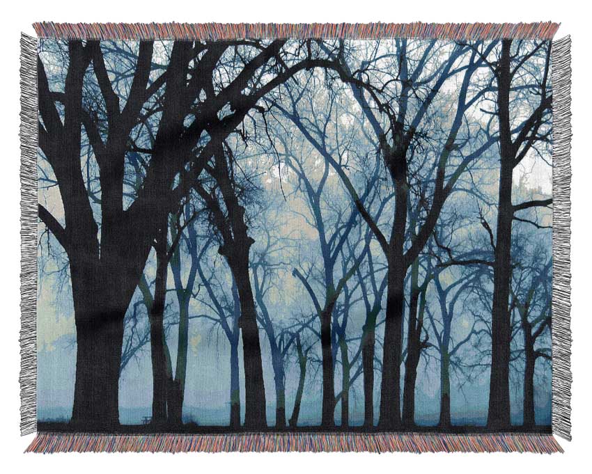 Blue Night Forest Woven Blanket