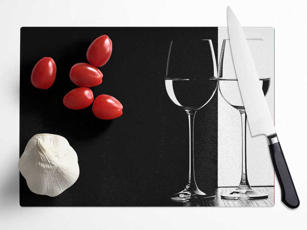 Black And White Glasses Glass Chopping Board