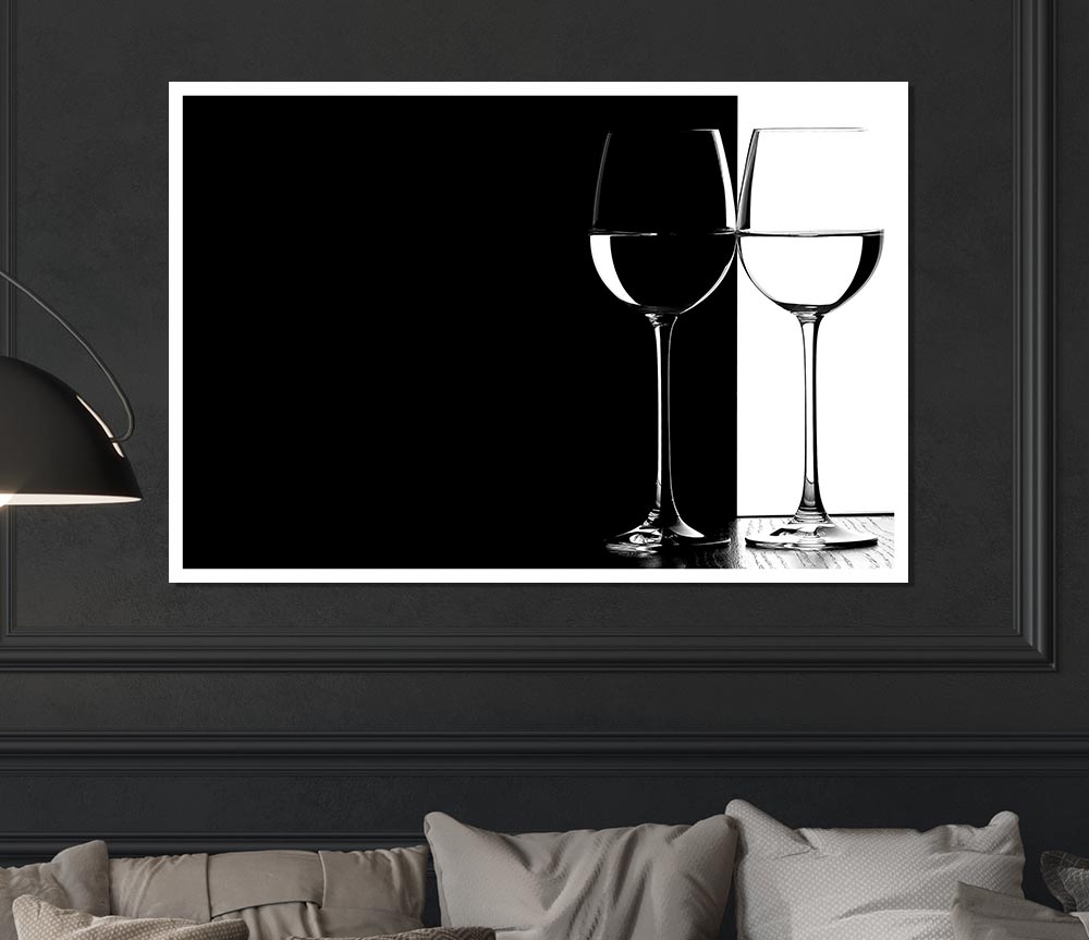 Black And White Glasses Print Poster Wall Art