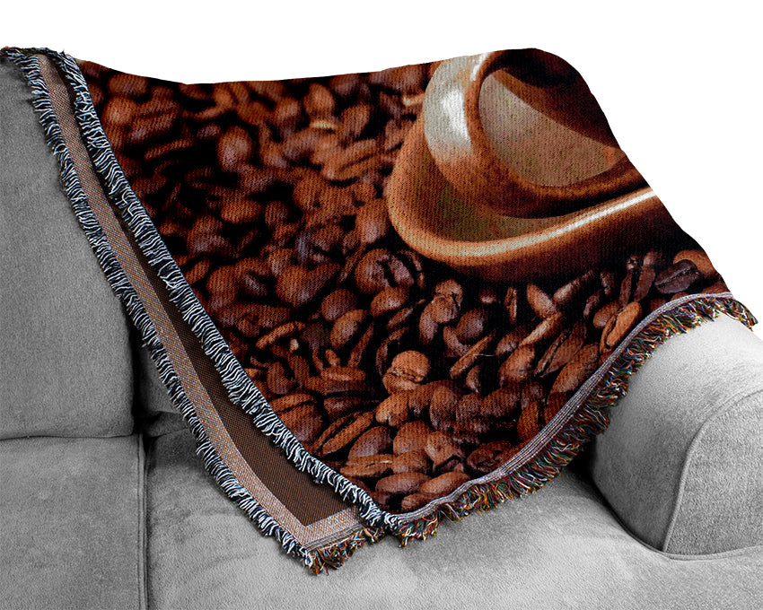 Coffee Cup Art Woven Blanket