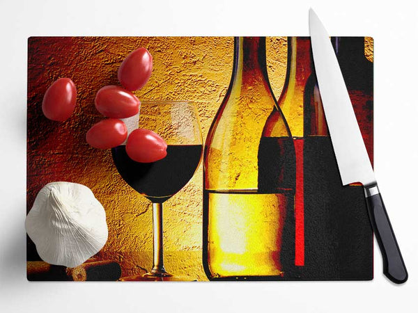 Wine Bottles And Glasses Glass Chopping Board