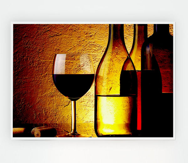 Wine Bottles And Glasses Print Poster Wall Art