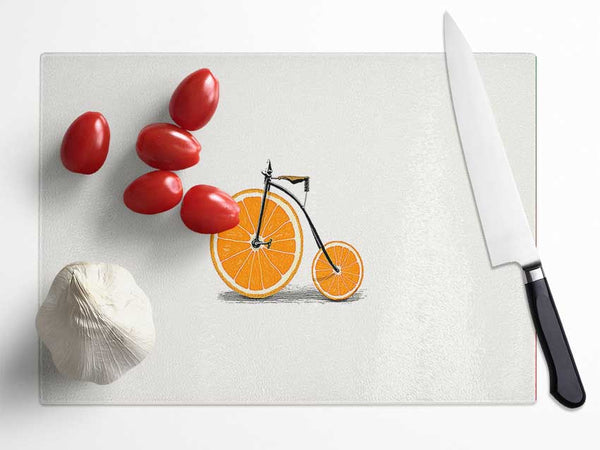 Orange Bicycle Glass Chopping Board