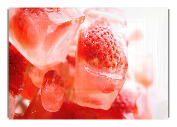 Strawberries On Ice Cubes