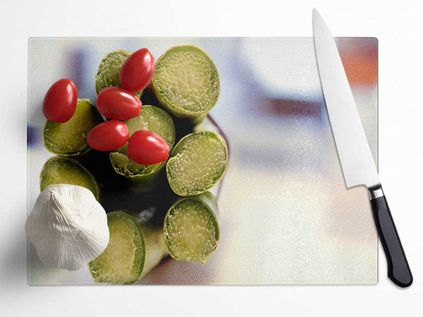 Asparagus Ends Glass Chopping Board