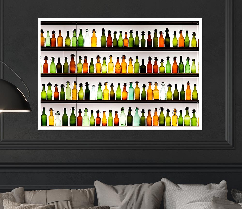 Colorful Bottles Print Poster Wall Art