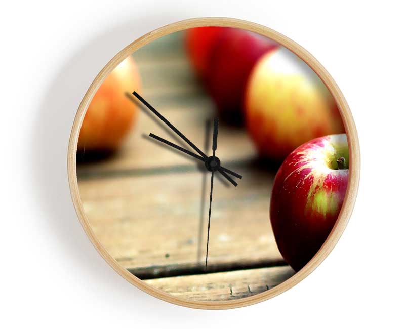 Red Apples Close Up Clock - Wallart-Direct UK