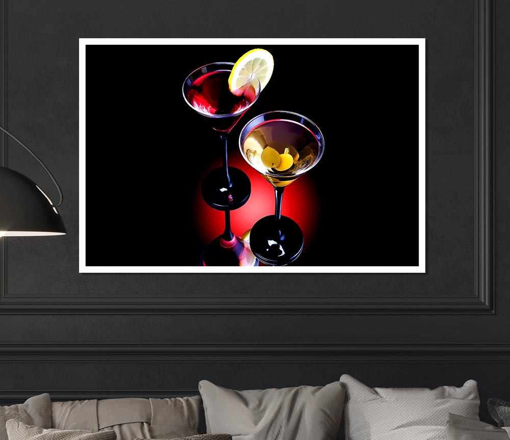 Two Cocktails Print Poster Wall Art