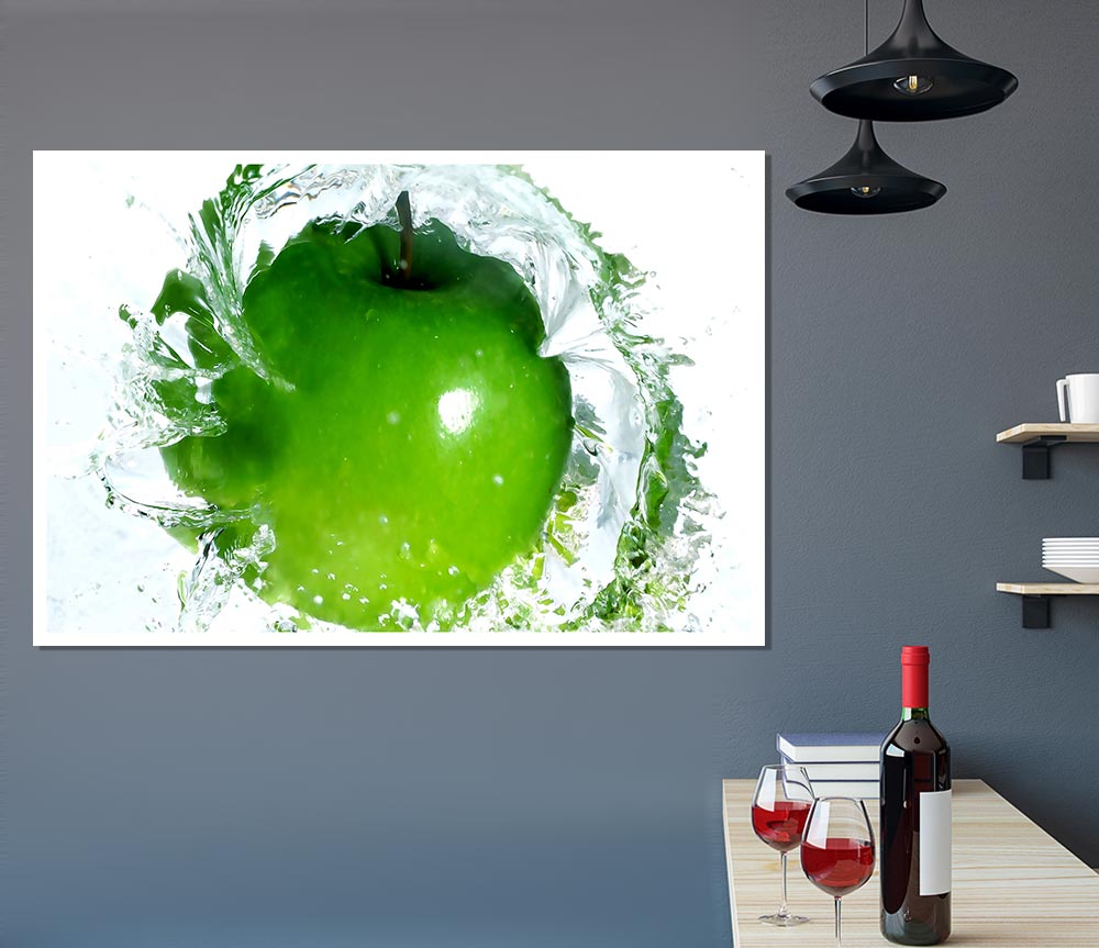 Apple Water Splash Print Poster Wall Art