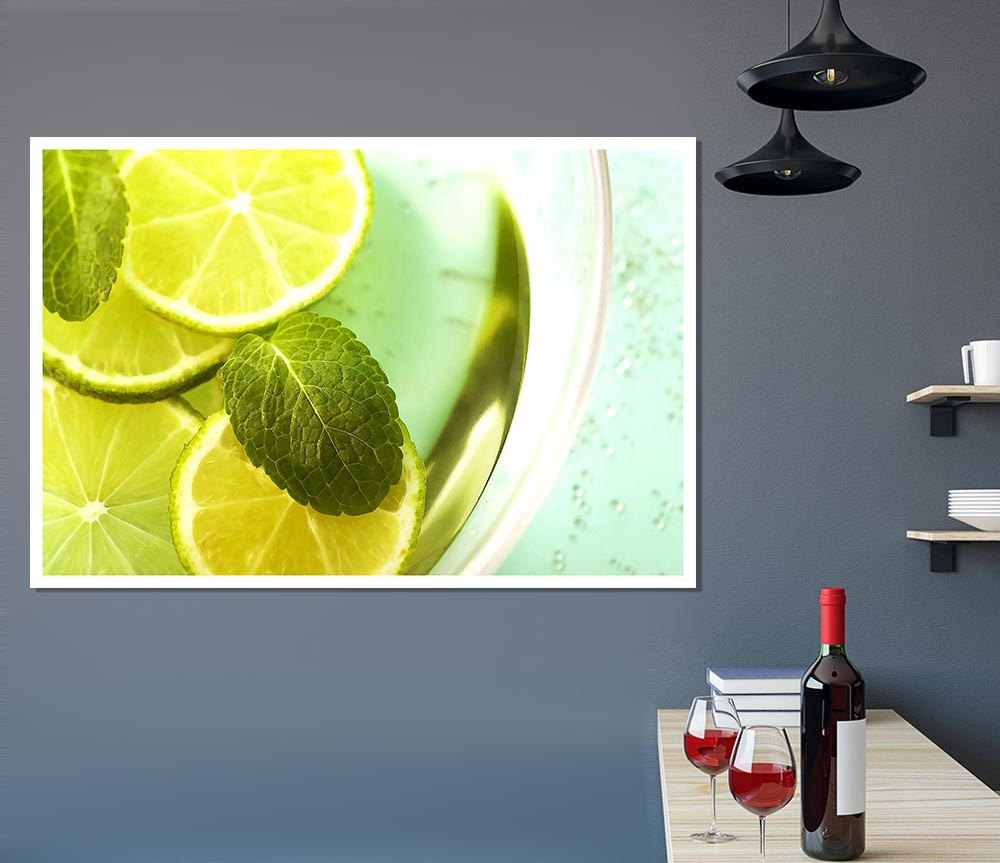 Lemon And Mint Print Poster Wall Art