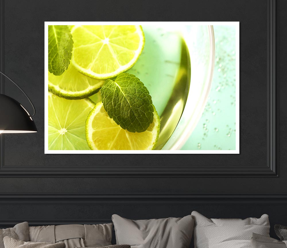 Lemon And Mint Print Poster Wall Art