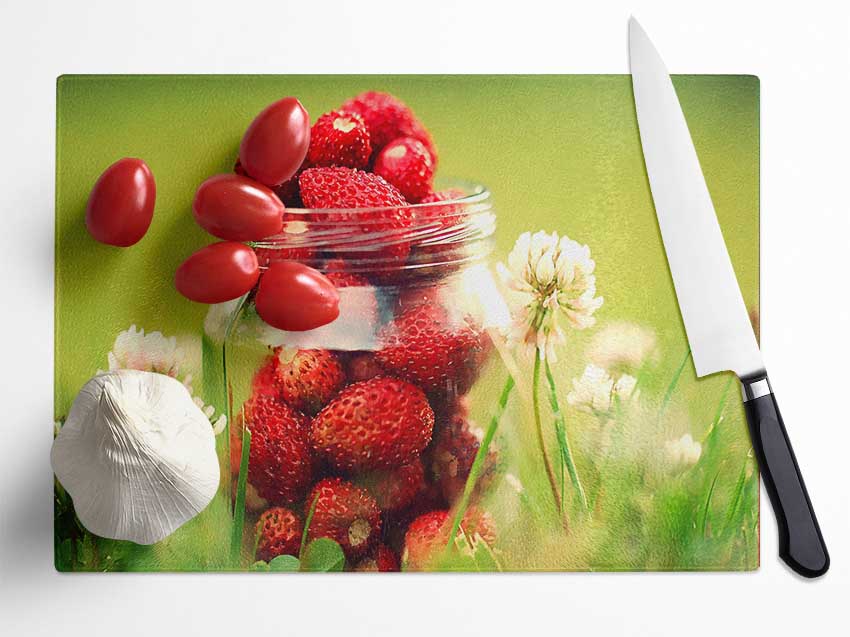 Strawberry Jar Glass Chopping Board