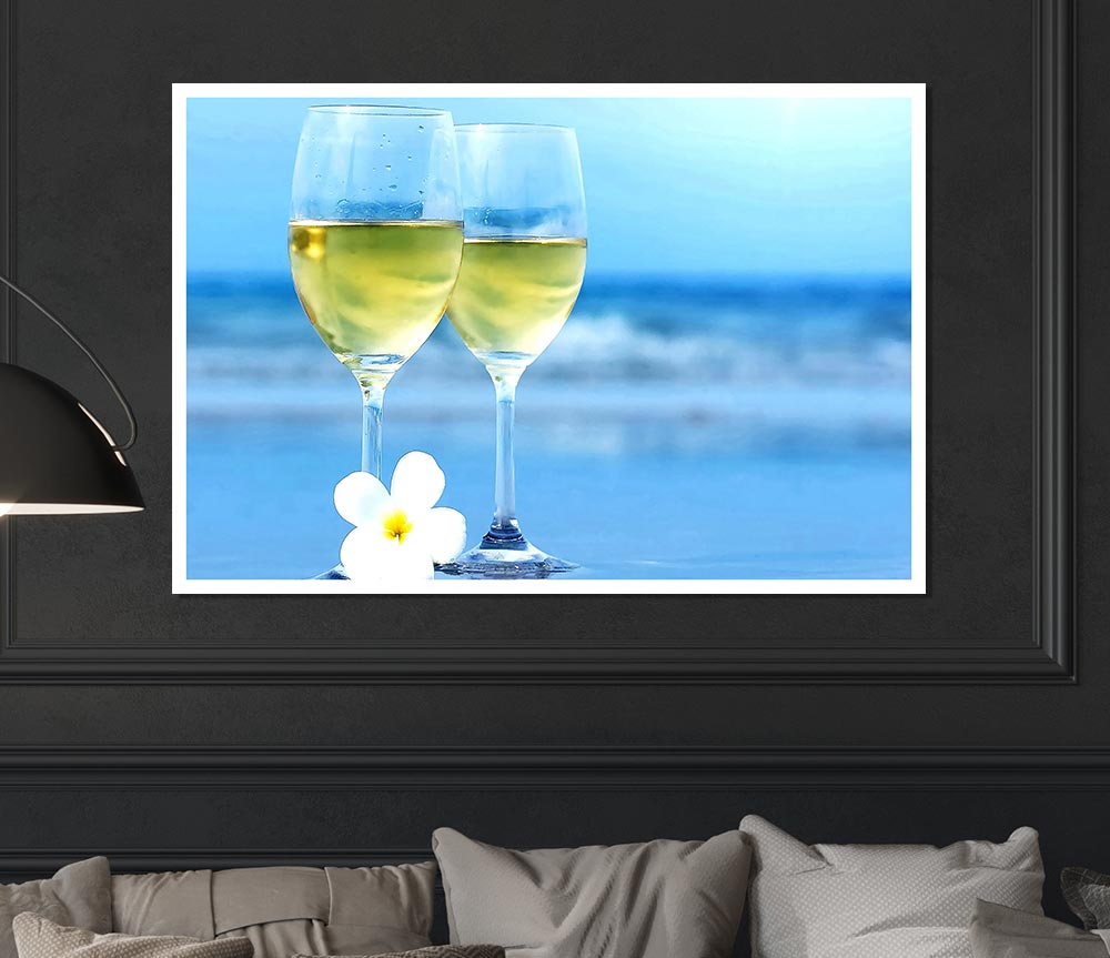 White Wine Glasses Print Poster Wall Art