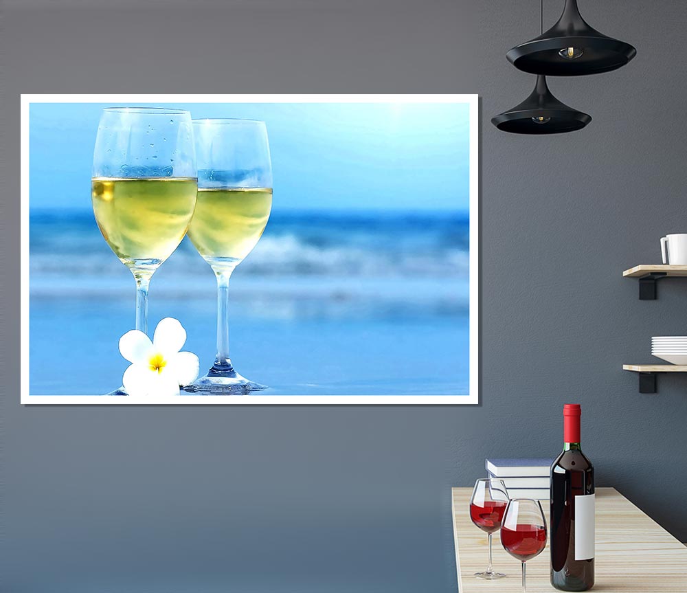 White Wine Glasses Print Poster Wall Art