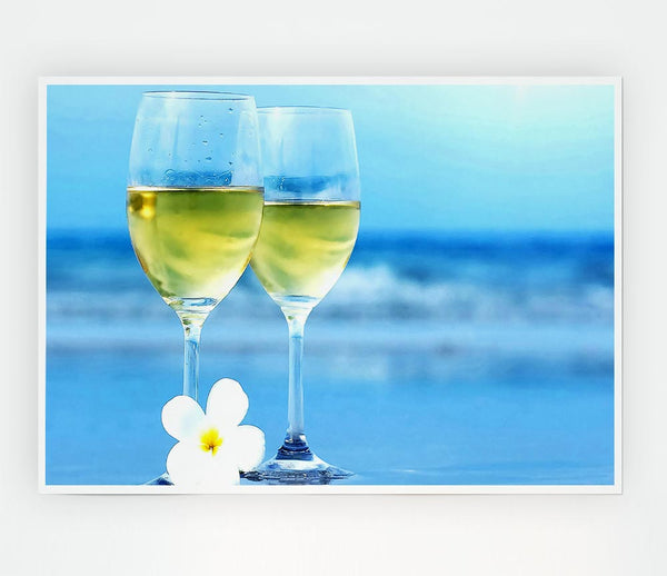 White Wine Glasses Print Poster Wall Art