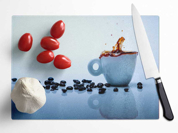 Coffee Bean Splash Glass Chopping Board