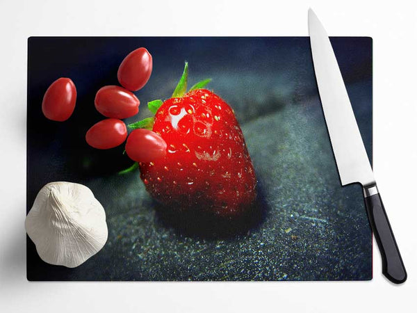 Strawberry Seeds Glass Chopping Board