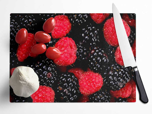 Raspberries n Blackberries Glass Chopping Board