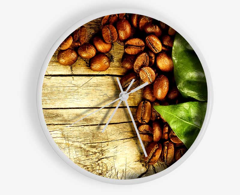 Coffee Beans And Leaves Clock - Wallart-Direct UK