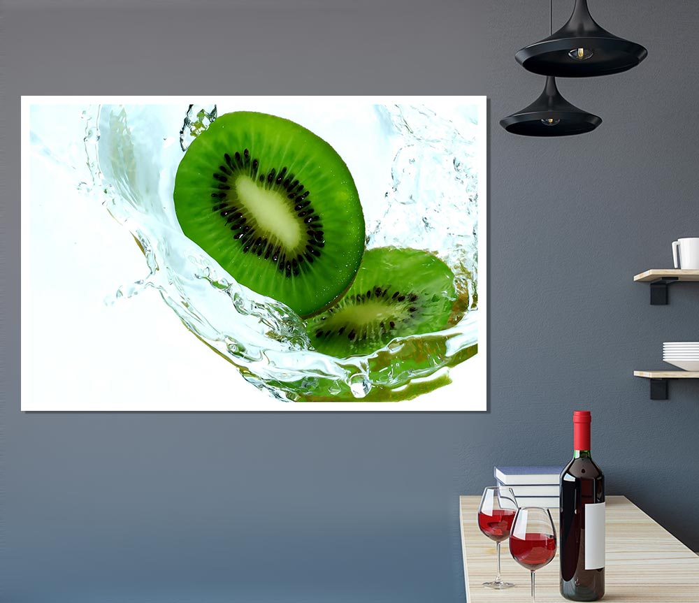 Fresh Kiwi Splash Print Poster Wall Art