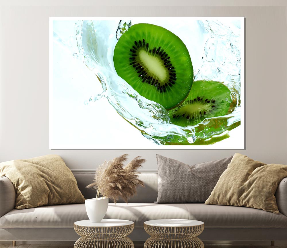 Fresh Kiwi Splash Print Poster Wall Art