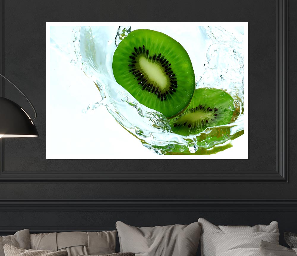 Fresh Kiwi Splash Print Poster Wall Art