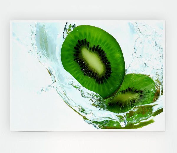 Fresh Kiwi Splash Print Poster Wall Art