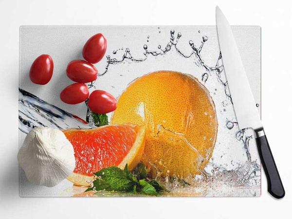 Orange And Mint Glass Chopping Board