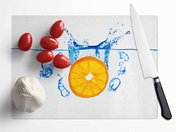 Orange Splash Glass Chopping Board