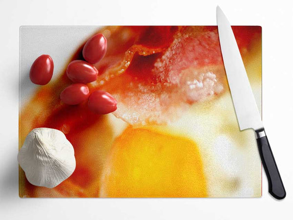 Bacon And Eggs Glass Chopping Board