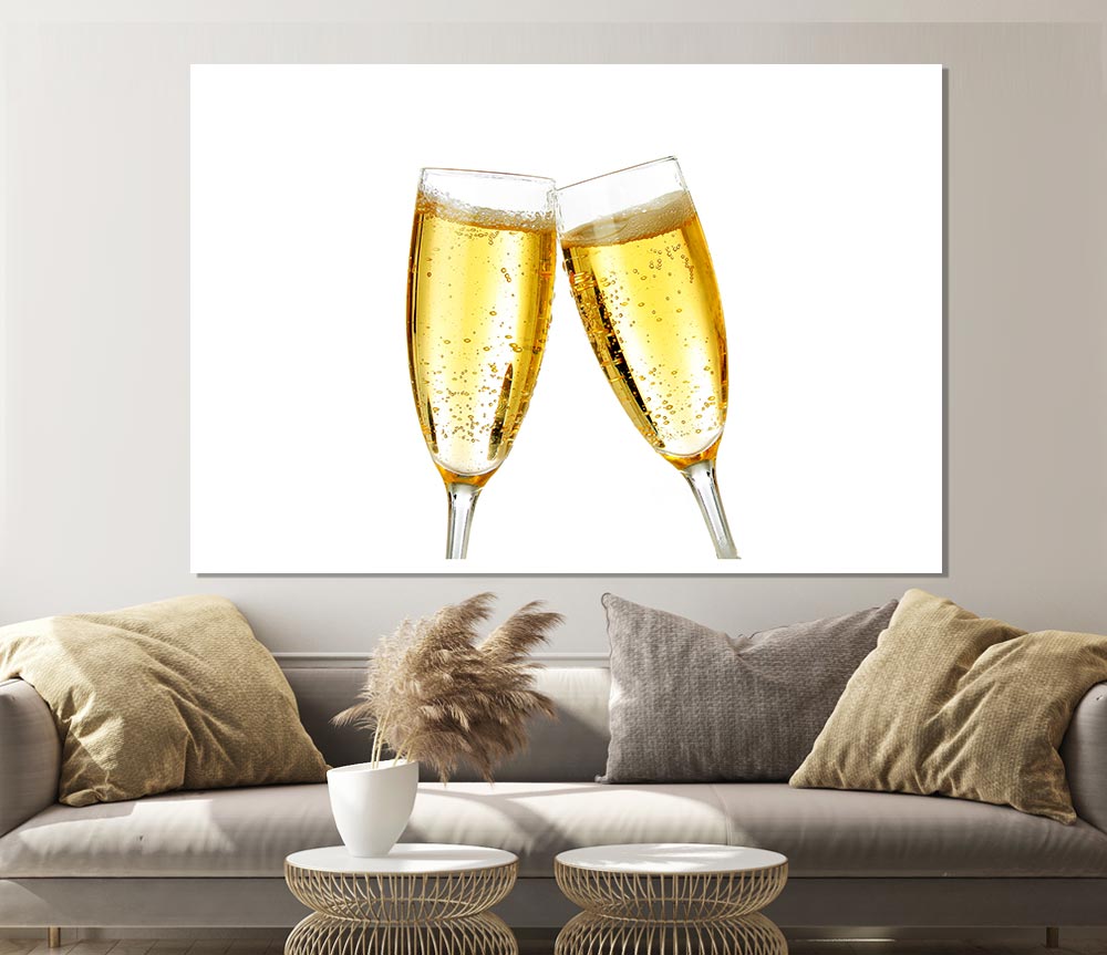 Champagne Glass Cheer Print Poster Wall Art