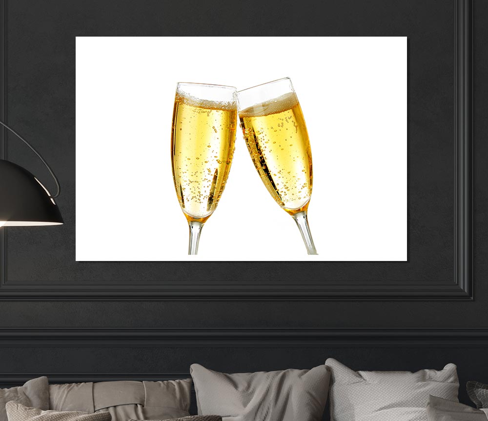 Champagne Glass Cheer Print Poster Wall Art