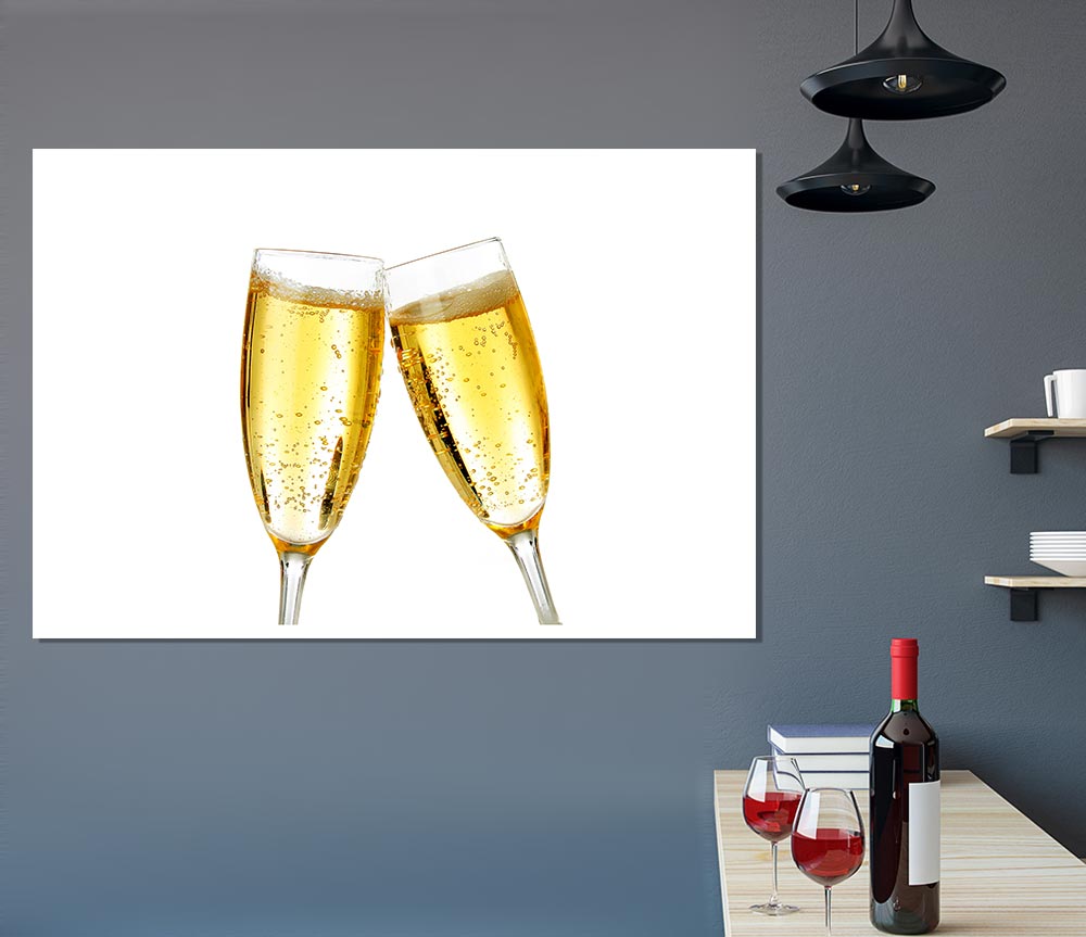 Champagne Glass Cheer Print Poster Wall Art