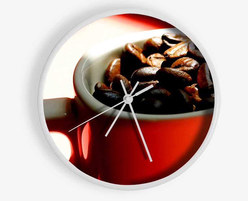 Red Coffee Bean Mug Clock - Wallart-Direct UK