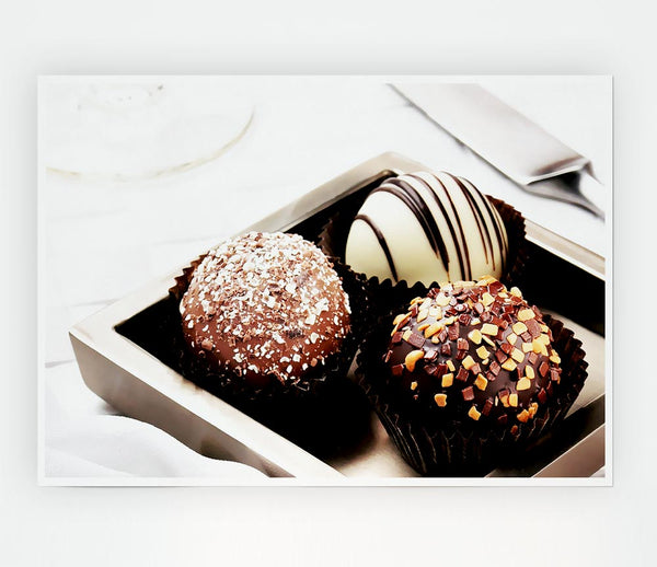 Trio Of Chocolates Print Poster Wall Art