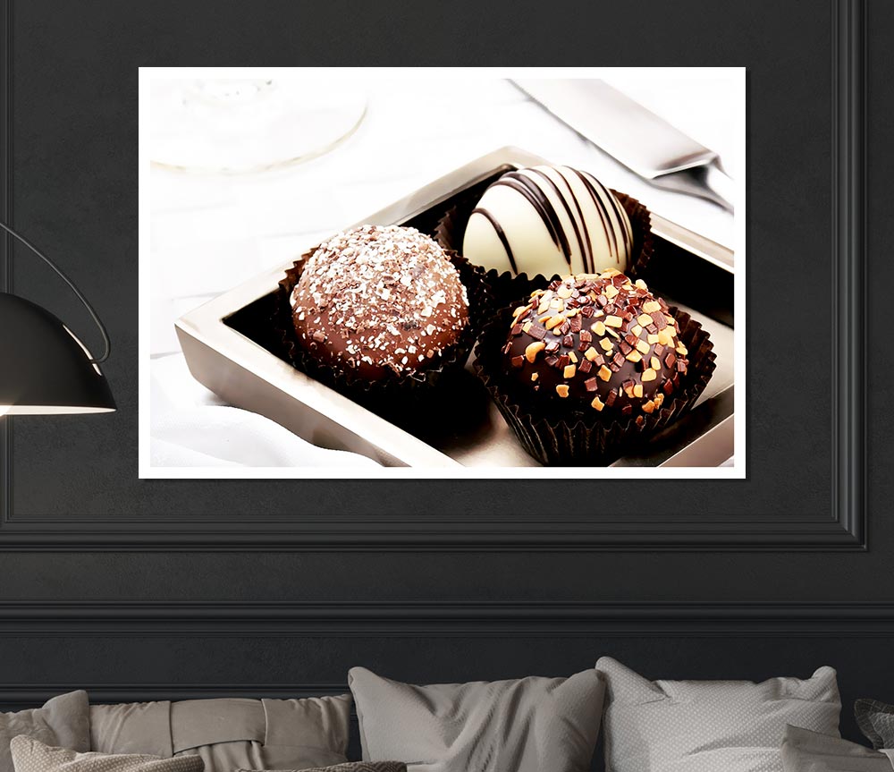 Trio Of Chocolates Print Poster Wall Art