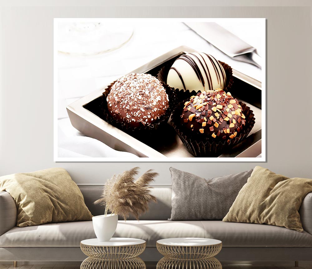 Trio Of Chocolates Print Poster Wall Art