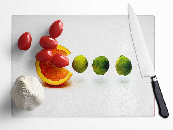 Lime Eating Orange Glass Chopping Board