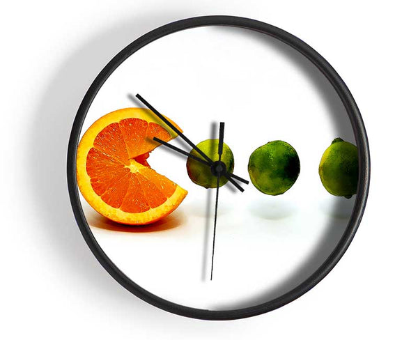 Lime Eating Orange Clock - Wallart-Direct UK