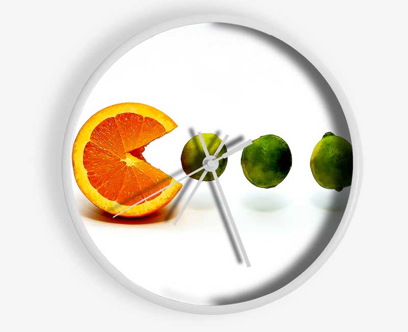 Lime Eating Orange Clock - Wallart-Direct UK