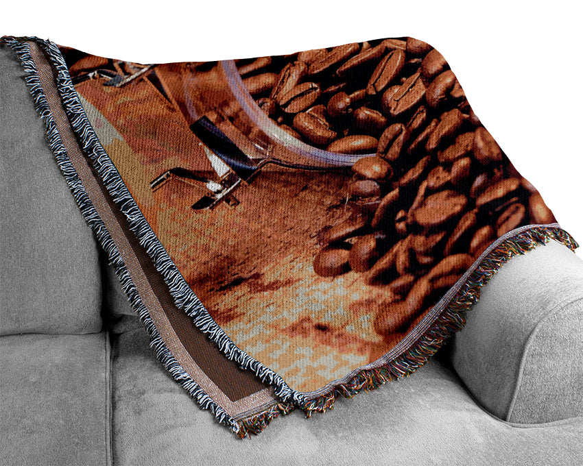 Coffee Bean Spill Woven Blanket