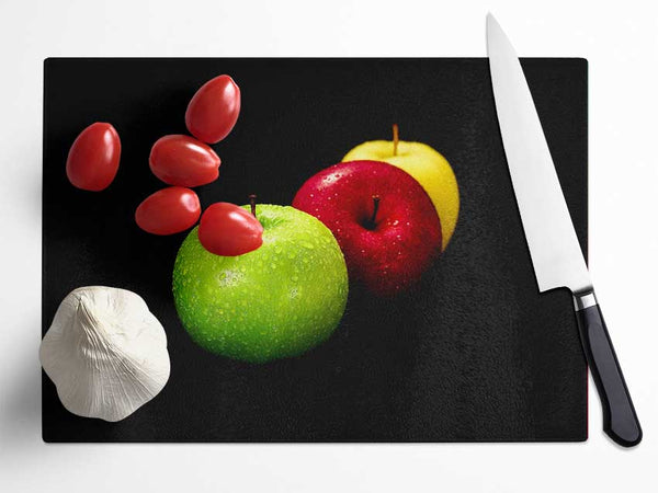 Trio Of Apples Glass Chopping Board