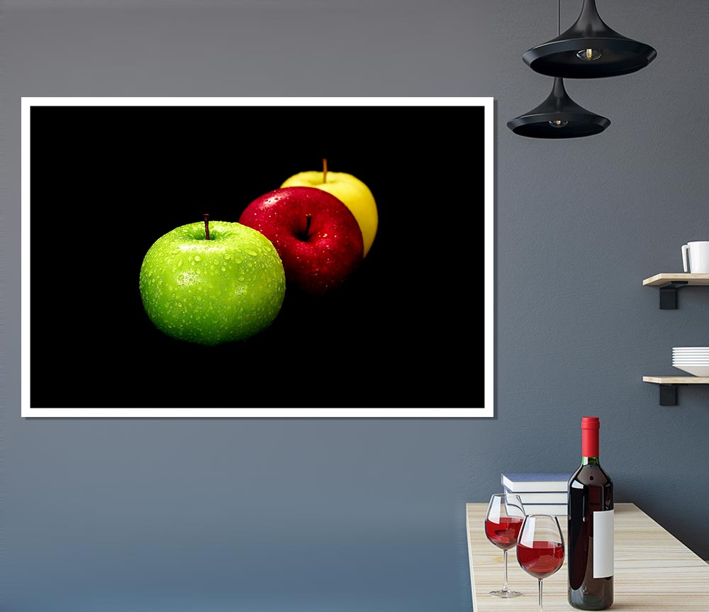 Trio Of Apples Print Poster Wall Art