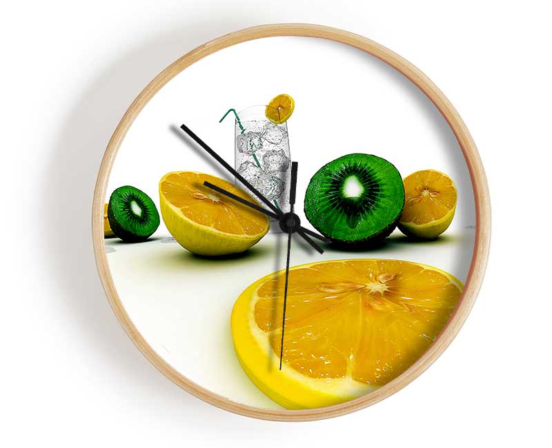 G n T Kiwi And Lemon Clock - Wallart-Direct UK