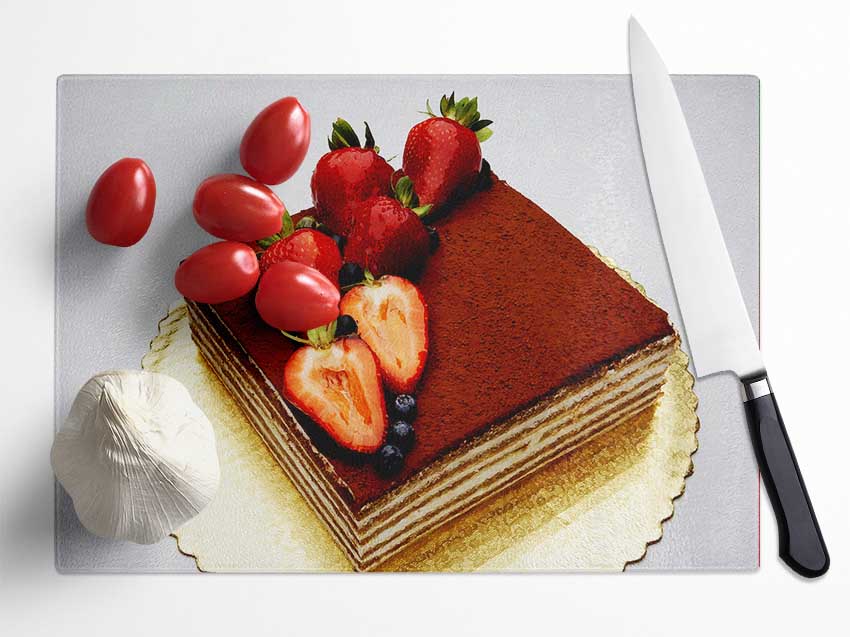 Stunning Chocolate Cake Glass Chopping Board