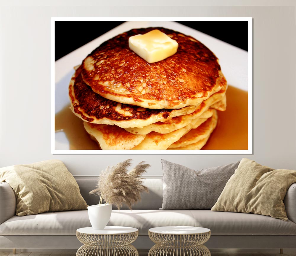 Syrup Pancakes Print Poster Wall Art