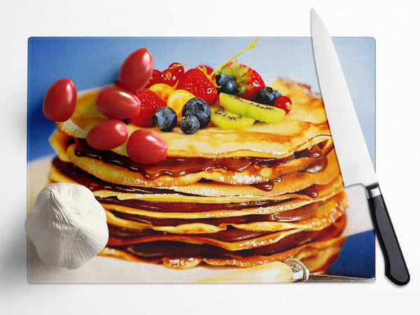 Chocolate Pancake Delight Glass Chopping Board